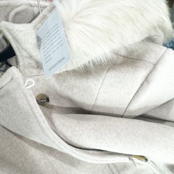 Cole Haan Wool Blend Faux Fur Trimmed Hooded Parka Coat Size 8 NWT - Picture 11 of 12